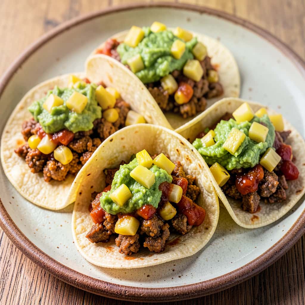 Al Pastor Tacos in 30 Minuten mit zerstampfter Avocado
