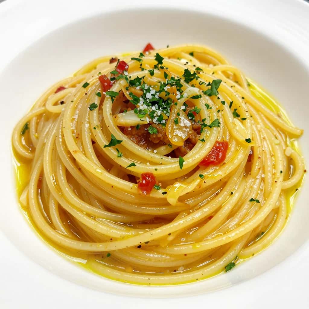 Aglio e Olio (Espagueti con ajo y aceite de oliva)