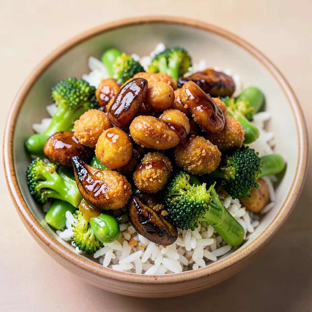 Crispy Edamame Shiitake Bowls