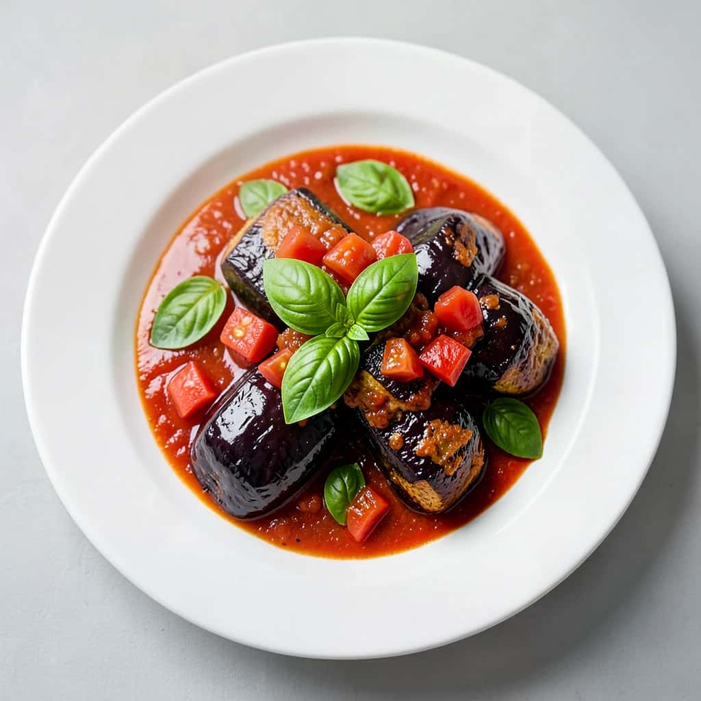Eggplant with Tomato Sauce (Melanzane a Funghetto)