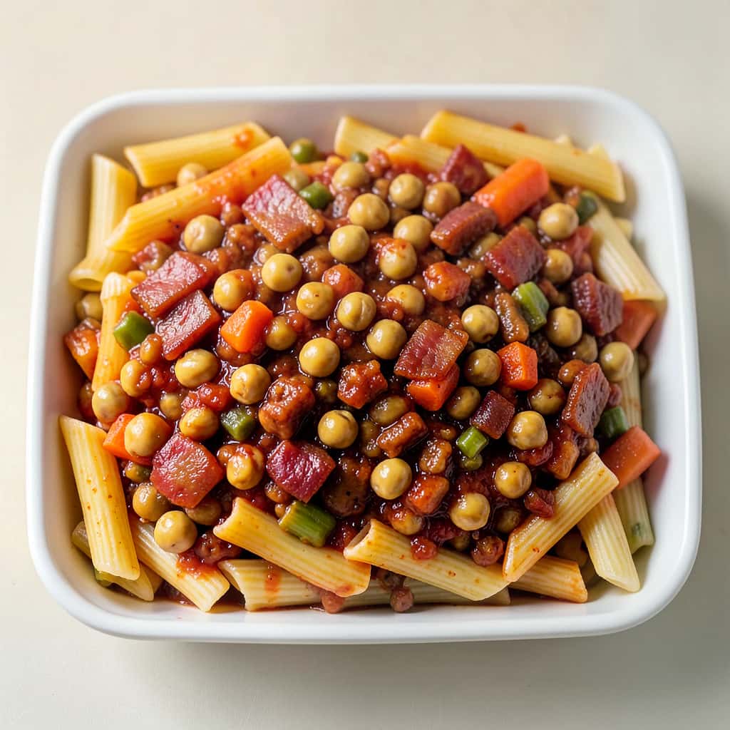 Pasta and chickpeas: a traditional, easy, and fast recipe