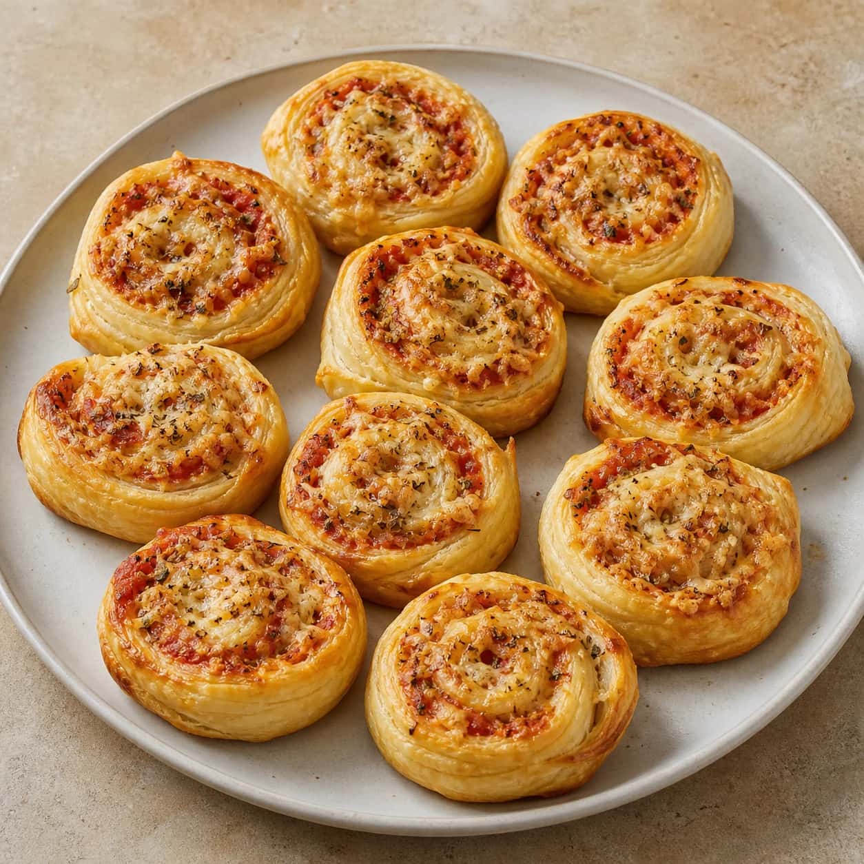 Einfache Pizzaschnecken mit Blätterteig
