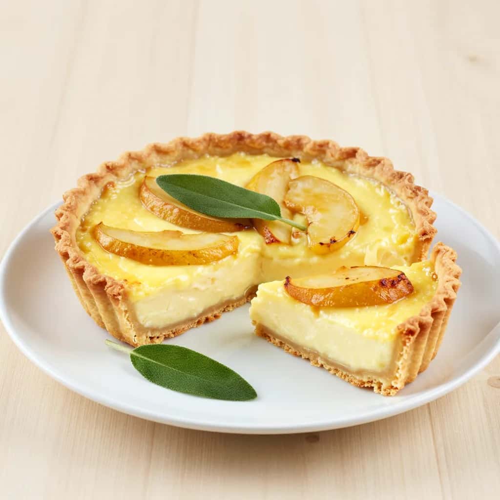 Quiche mit Birnen, Salbei und Fontina