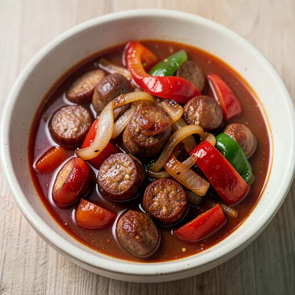 Cârnați și ardei copți în slow cooker