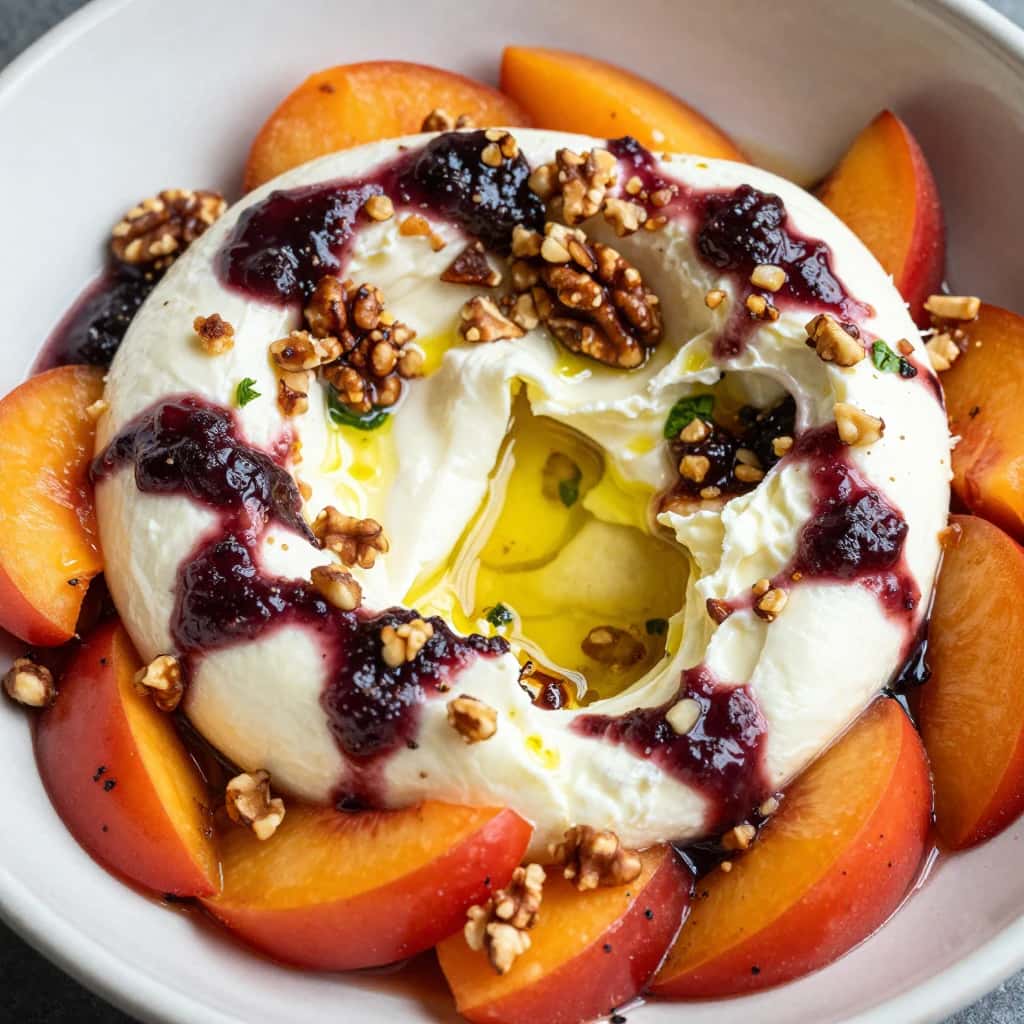 Burrata mit Pfirsichen