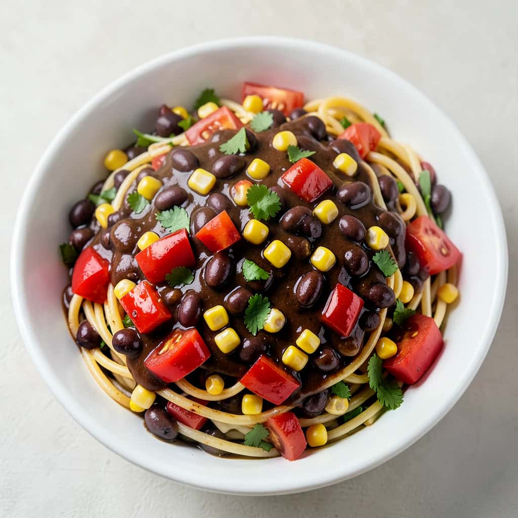 Southwestern Pasta Salad with Black Bean Dressing