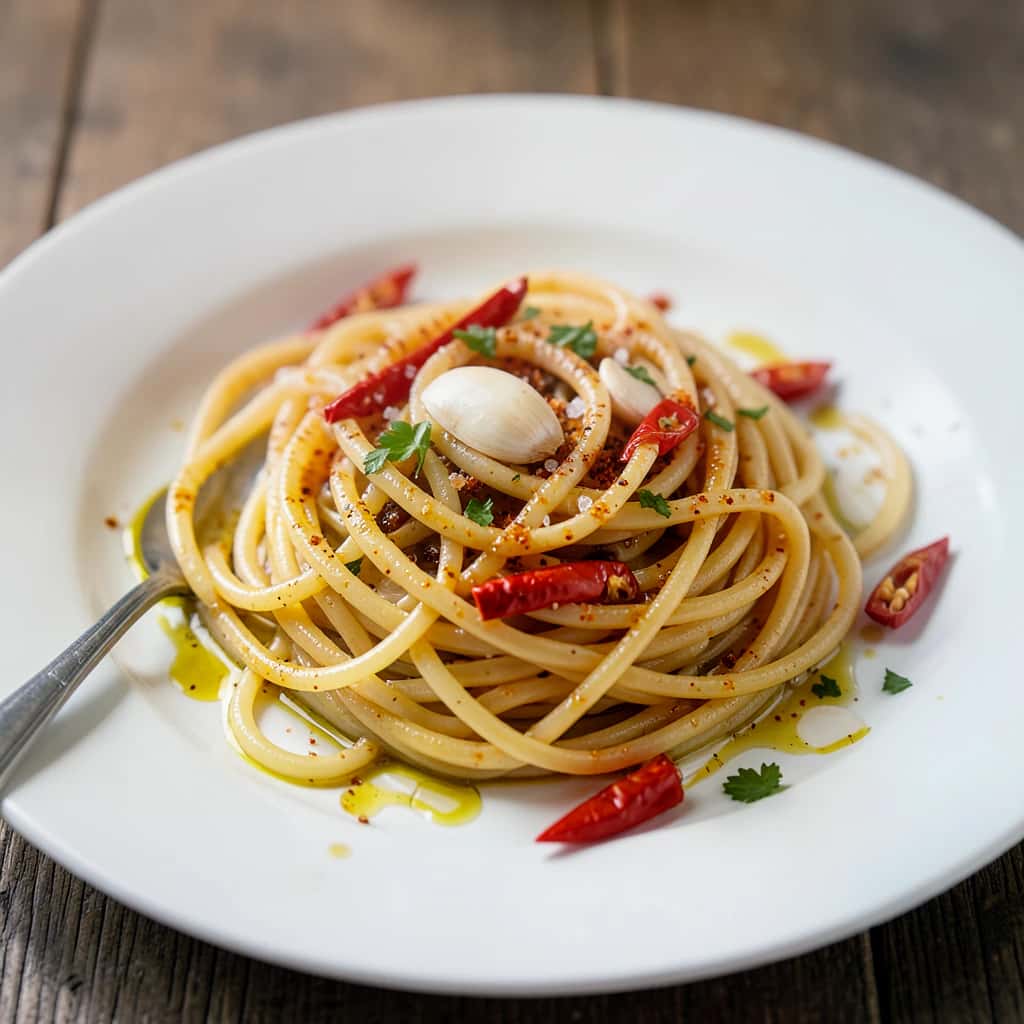 Spaghetti with Garlic, Oil, and Chili