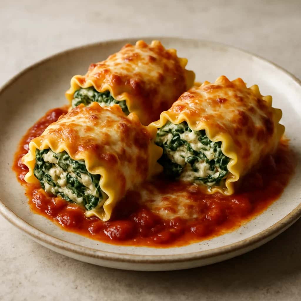 Involtini di Lasagna con Spinaci e Ricotta