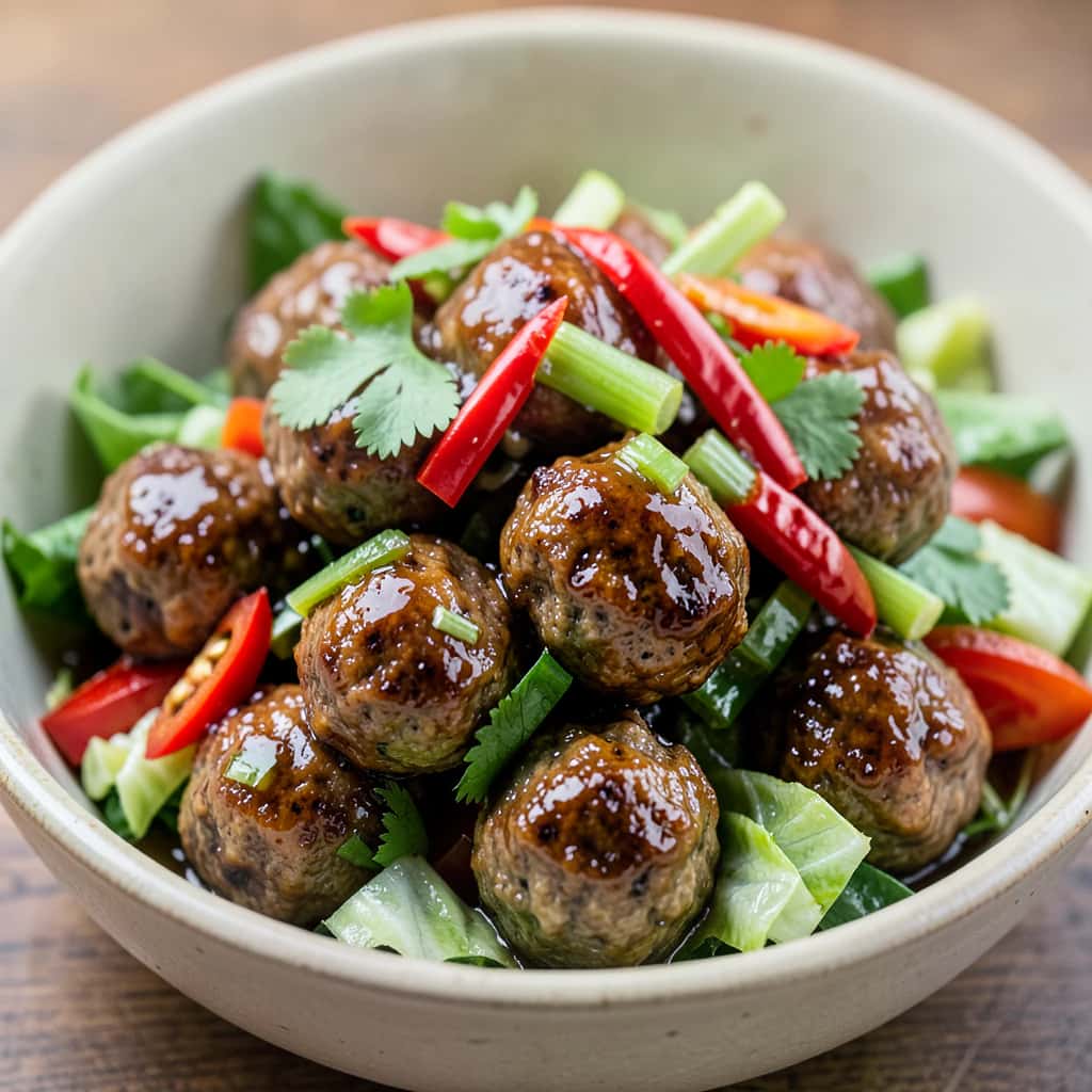 Ensalada de Albóndigas Tailandesas - Yum Look Chin