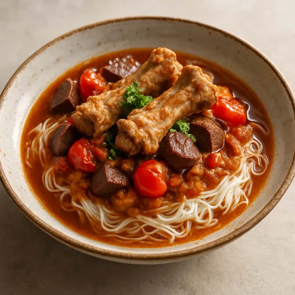 Thai Pork and Tomato Noodles (Kanom Jeen Nam Ngiew)