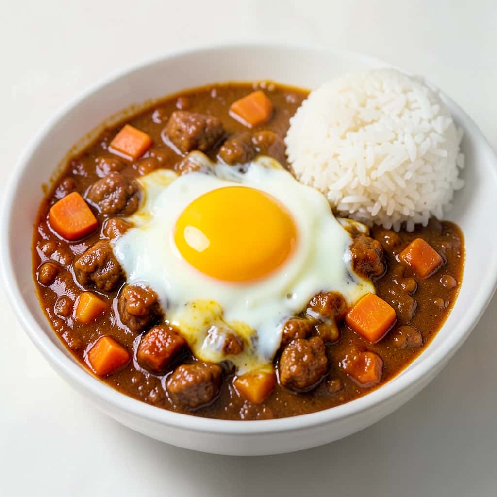 Yaki Keema Curry (Japanese Baked Curry with Egg &amp; Cheese)