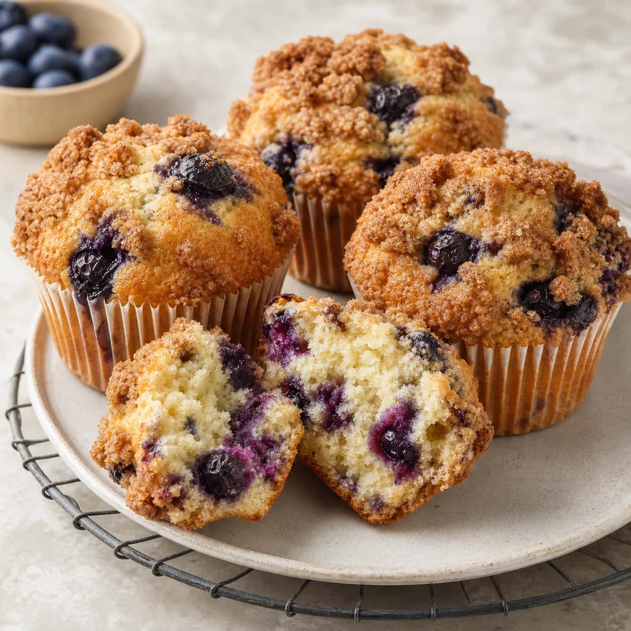 Muffin ai mirtilli con streusel alla cannella