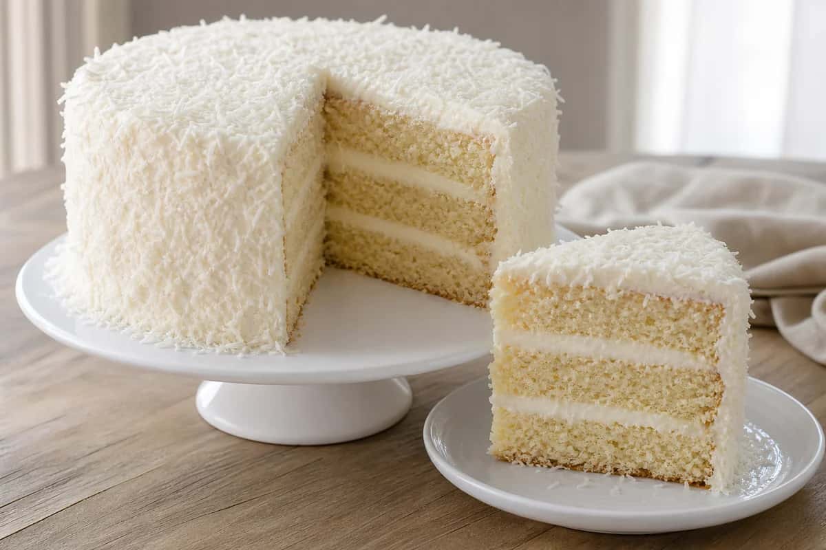 Torta al cocco con frosting al formaggio cremoso