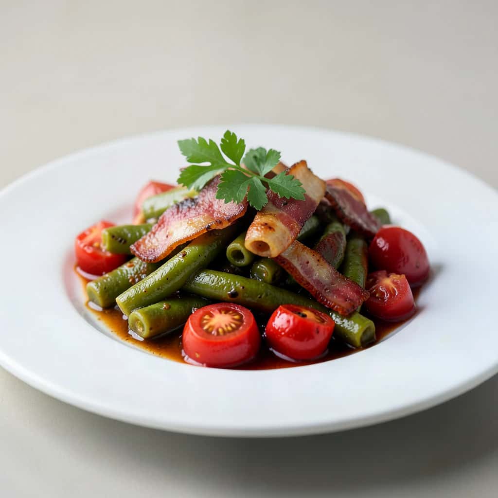 Green beans stewed in a rustic style