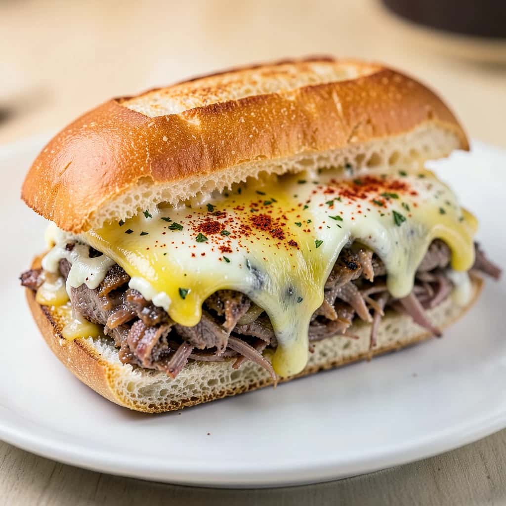 Cheesesteak Greco con Feta e Gouda Fuso