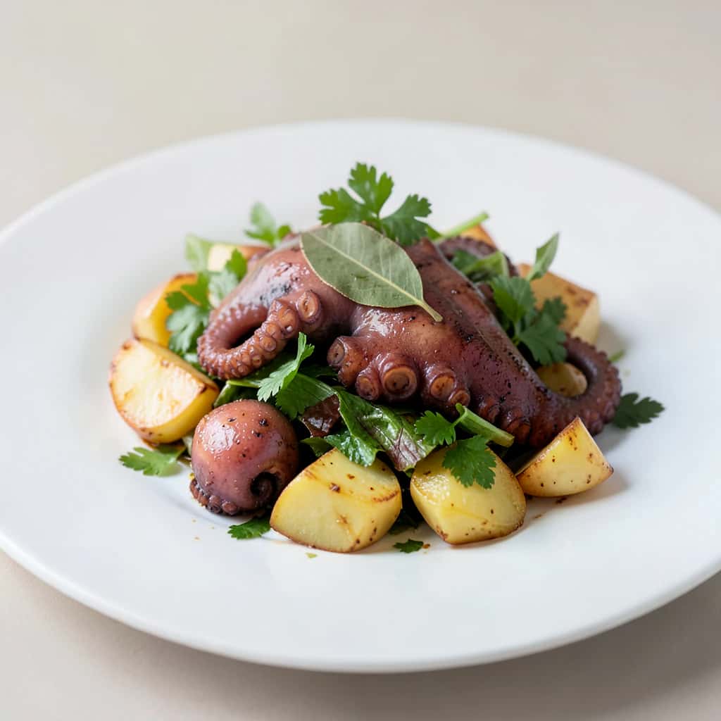 Salade tiède de poulpe et de pommes de terre