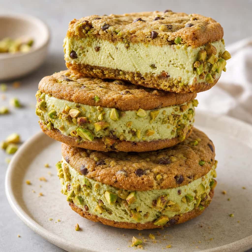 Pistazienkeks-Eis-Sandwiches