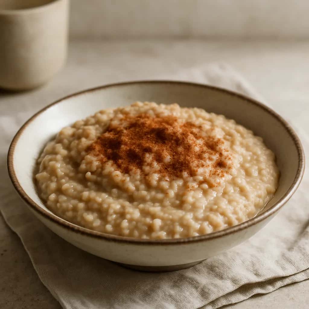 Avena cortada en acero en olla de cocción lenta